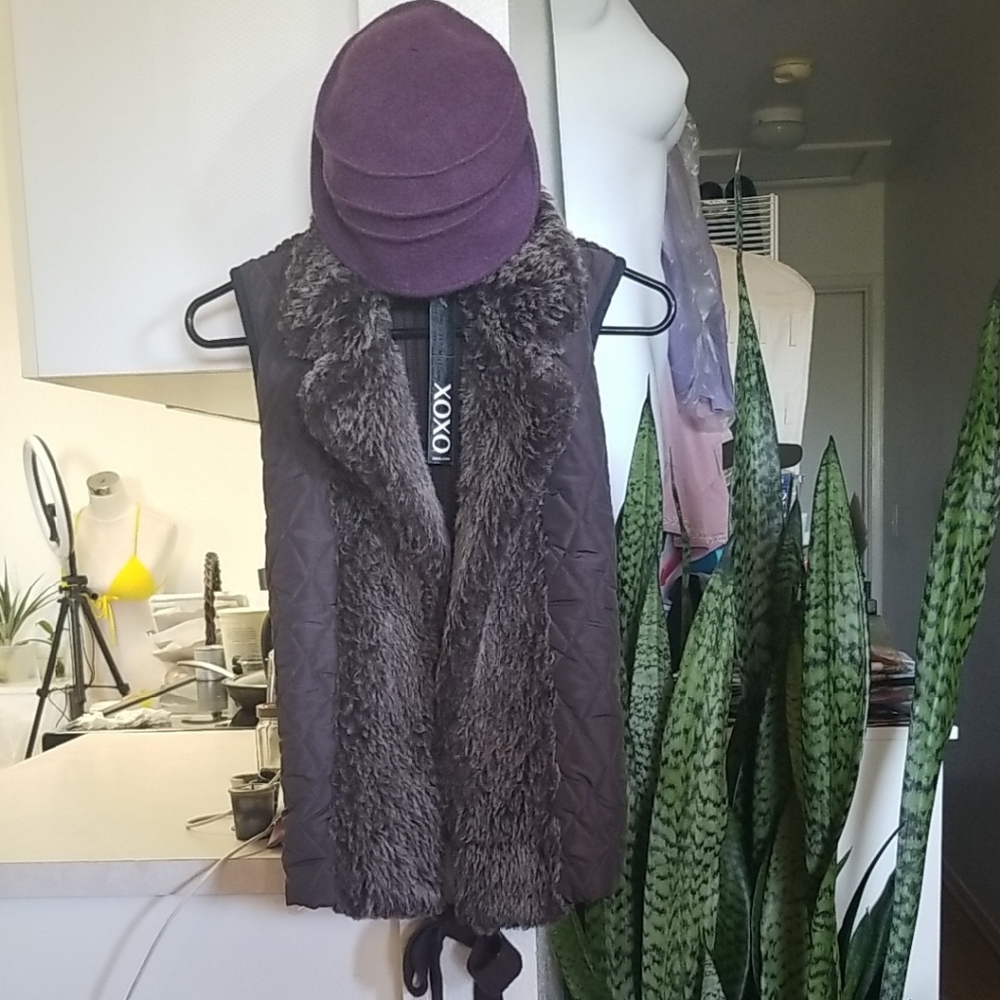 XOXO Chocolate Brown Vest with Faux Fur